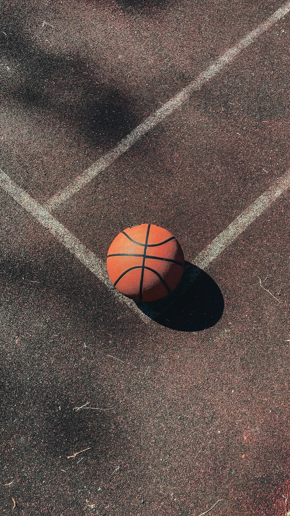 Basketball on a court line